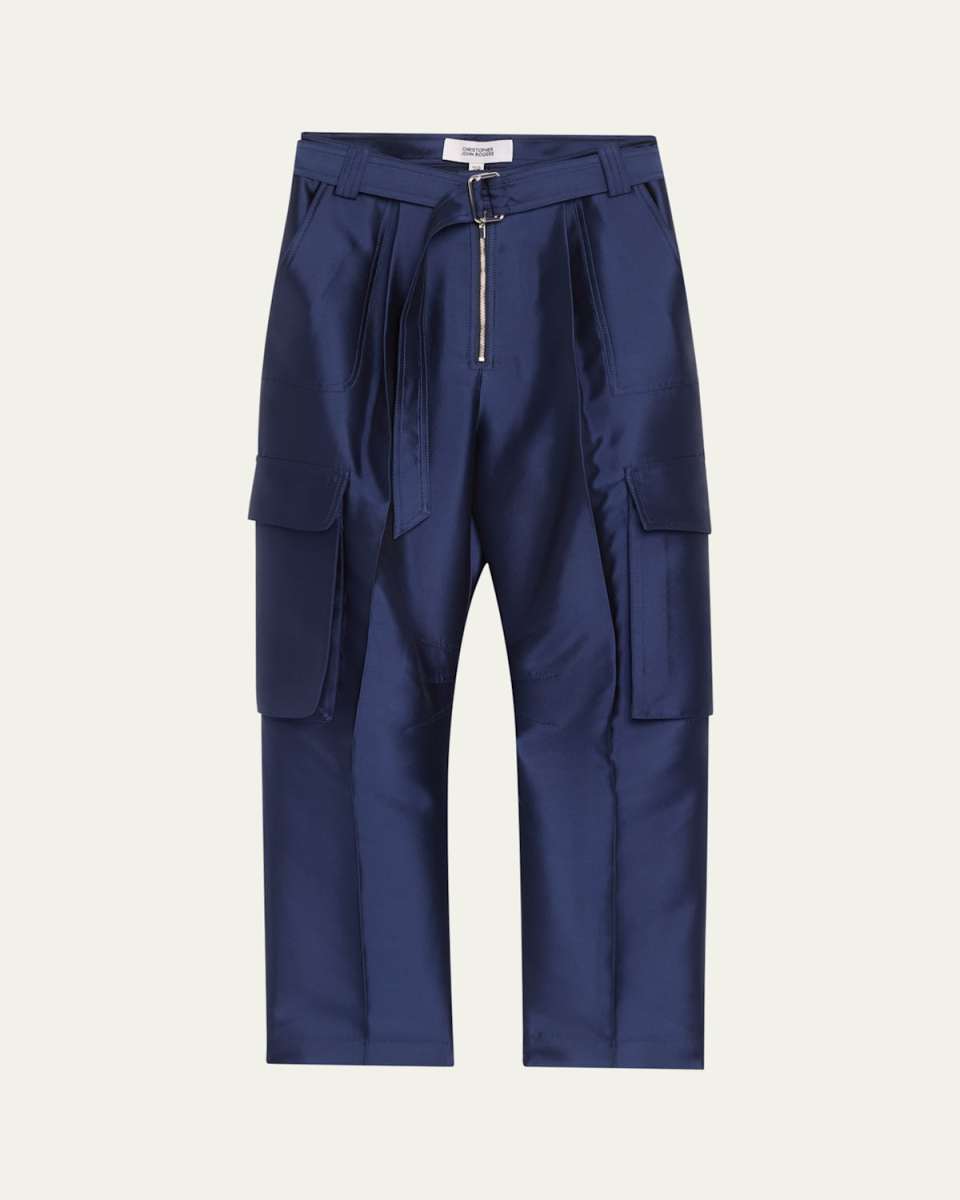Belted Wool-Blend Cargo Pants